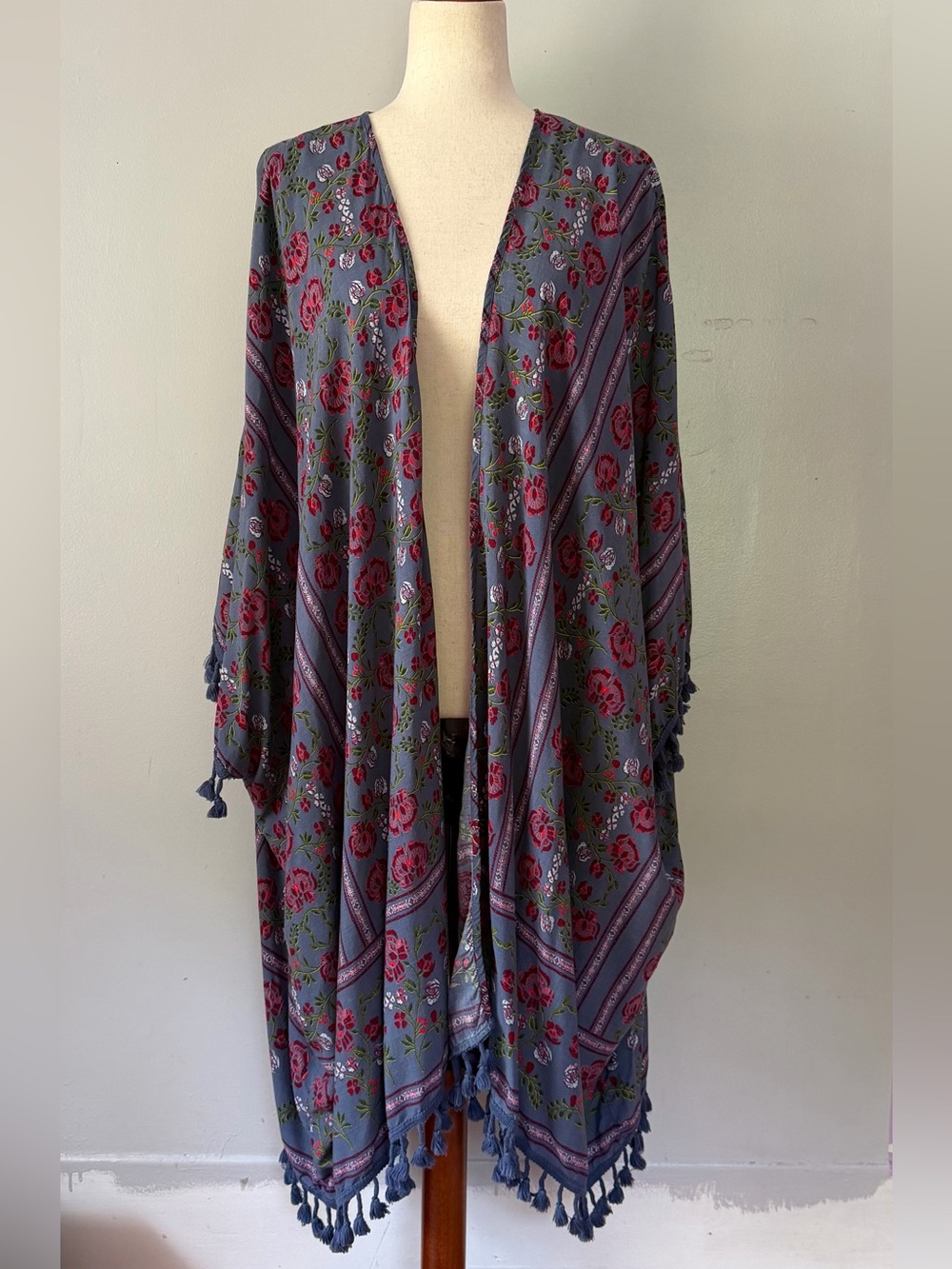 Adore Me Boho Floral Tassel Kimono